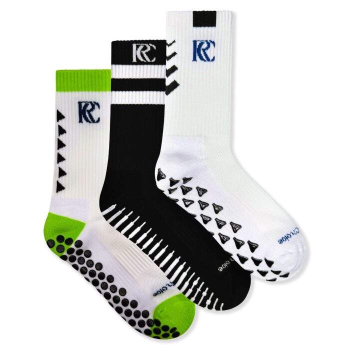 Radiant Choice Anti-Slip Athletic Crew Socks – Arch Support & Grip Control for Men & Women (3 Pairs)